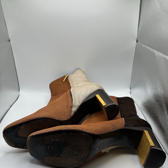 Rosetta Getty Calf Hair Two Tone Heeled Boots - Picture 3 of 4